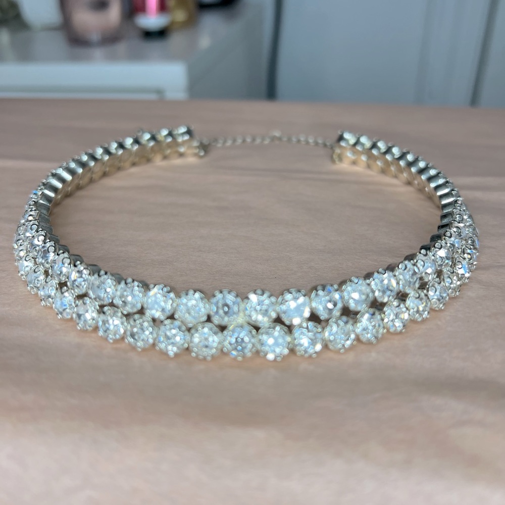 Double-layered Faux Diamond Necklace